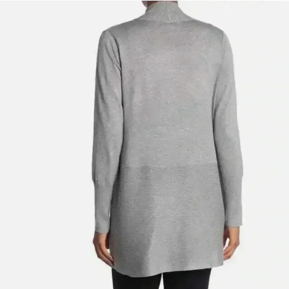 Magaschoni Open Front Long Cardigan Sweater Grey Size L - Picture 2 of 7